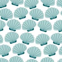 conchas do mar desatado padronizar. na moda fundo do conchas do mar para invólucro papel, rede, têxtil. marinho decoração. plano estilo vetor