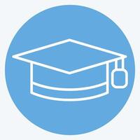 ícone graduação chapéu. relacionado para Aprendendo símbolo. azul olhos estilo. simples Projeto ilustração vetor