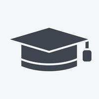 ícone graduação chapéu. relacionado para Aprendendo símbolo. glifo estilo. simples Projeto ilustração vetor