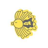desenho de peixe amarelo bonito, doodle. ilustração vetorial. vetor