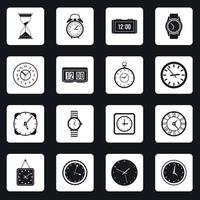 ícones de relógio ajustados em estilo simples vetor