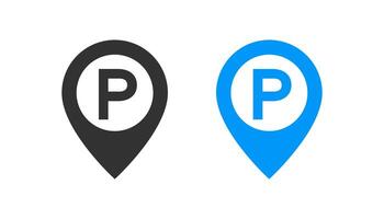 estacionamento localização sinais. estacionamento zona para carro ícones. auto lugar. geo PIN para transporte. vetor