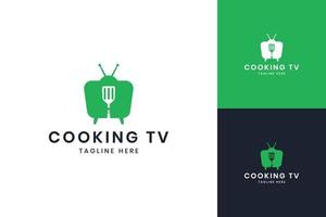 cozinhar televisão design de logotipo de espaço negativo vetor