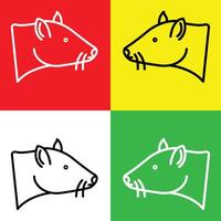 rato ou rato vetor ícone, linear estilo ícone, a partir de animal cabeça ícones coleção, isolado em vermelho, amarelo, branco e verde fundo.