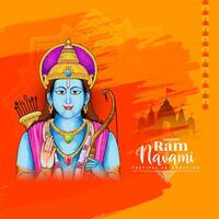 feliz RAM navami indiano tradicional festival divino cartão com senhor rama vetor