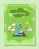 balanço de CO2 neutro em carbono para modelo de banners, flyer, livros e capa de revista vetor