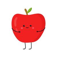 maçã fruta fofa personagem vetor ilustração isolado em branco fundo. ótimo para imprimir, livro, aplicativo, rede ou embalagem para crianças.