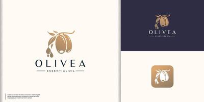 vintage Oliva óleo ramo logotipo e gradiente cor branding inspiração. vetor