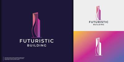 colorida construção logotipo futurista Projeto modelo. logotipo para o negócio do construção, arquitetos, moderno edifícios, vetor