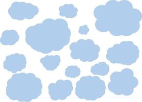 formas finas de nuvem de cor azul vetor