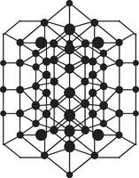forma fusão abstrato vetor logotipo Projeto com monocromático Preto geométrico formulários quantum contornos lustroso emblema apresentando abstrato geométrico forma dentro vetor