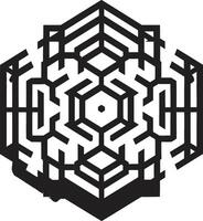 dinâmico simetria monocromático logotipo apresentando abstrato geométrico formas dentro vetor forma fusão vetor logotipo Projeto com abstrato Preto geométrico padrões