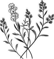 floral tapeçaria monocromático emblema ilustrando botânico elementos pétalas dentro noir lustroso Preto ícone exibindo vetor floral Projeto