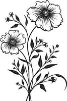 Eterno jardim chique Preto ícone ilustrando botânico florais naturezas sinfonia lustroso vetor logotipo Projeto com Preto florais