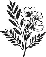 enigmático ramalhete Preto emblema apresentando botânico floral elegância flores dentro harmonia monocromático vetor logotipo com Preto florais