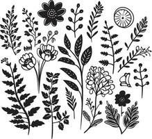 lustroso pétalas monocromático ícone do botânico floral Projeto infinito flores elegante emblema, vetor logotipo dentro Preto