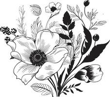 esculpido pétalas elegante Preto ícone, botânico Projeto sussurros do natureza vetor logotipo, Preto botânico florais