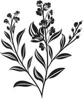 flores dentro harmonia monocromático vetor logotipo com Preto florais esculpido pétalas elegante Preto ícone ilustrando botânico Projeto