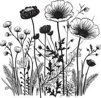 jardim serenidade chique vetor logotipo, Preto botânico florais enigmático ramalhete Preto emblema, botânico floral elegância