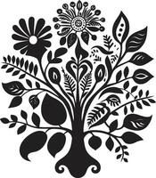 floral sinfonia lustroso Preto ícone ilustrando Eterno Projeto elegância dentro flor monocromático vetor logotipo com Preto florais