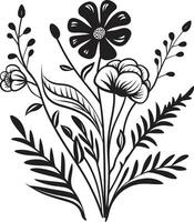 infinito flores monocromático emblema com vetor logotipo dentro Preto Eterno pétalas elegante Preto ícone exibindo botânico florais