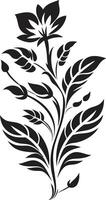 floral elegância Preto vetor logotipo Projeto com botânico floresce serenidade dentro Preto lustroso ícone apresentando botânico floral Projeto