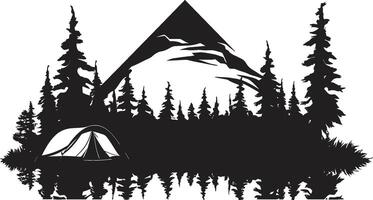 debaixo a estrelas Preto vetor logotipo Projeto para região selvagem retiros trilha buscador chique acampamento ícone dentro monocromático Preto