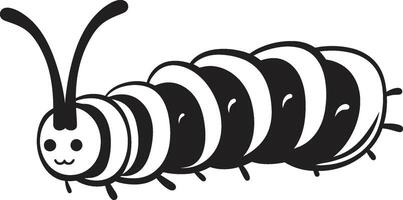 rastejar para elegância lustroso lagarta emblema dentro monocromático Projeto larval luxo Preto ícone exibindo lagarta vetor logotipo