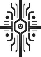 o circuito costura lustroso vetor logotipo Projeto para cibernético felicidade digital dinâmica monocromático emblema ilustrando cibernético harmonia