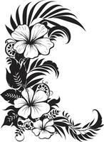 Flor beleza chique vetor emblema apresentando decorativo floral Projeto naturezas néctar monocromático ícone com decorativo cantos dentro Preto
