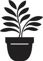 cerâmica brio chique Preto vetor emblema destacando plantar Panela verde harmonia lustroso logotipo Projeto com decorativo plantar Panela dentro Preto