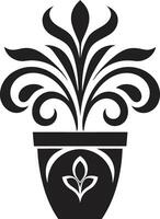 verde harmonia elegante plantar Panela logotipo dentro Preto botânico felicidade lustroso Preto emblema com vetor plantar Panela