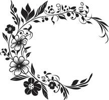 sofisticado redemoinhos monocromático rabisco decorativo elemento dentro lustroso Projeto ornamentado esboços elegante Preto emblema com decorativo rabiscos vetor