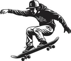 emoção transformador Preto logotipo Projeto apresentando uma skate homem rua escultor nervoso vetor símbolo do uma homem em uma skate dentro Preto