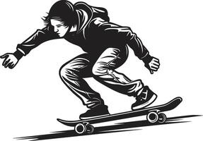 urbano elevação dinâmico vetor ícone do uma homem em uma skate dentro Preto emoção transformador Preto logotipo Projeto apresentando uma skate homem