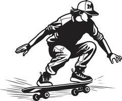 gravidade guru icônico vetor do uma homem em uma skate dentro Preto skate Sincronia Preto logotipo Projeto capturando a harmonia do equitação