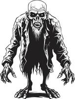 arrepiante corpóreo vetor ícone significando a Horror do a idosos zumbi dentro Preto pesadelo necrose Preto logotipo Projeto expressando a assustador presença do uma assustador velho zumbi