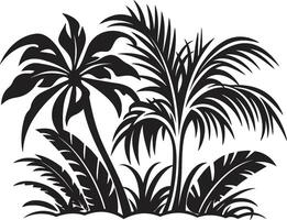 paraíso pétalas lustroso vetor ícone do tropical plantar folhas e flores dentro Preto exótico folhagem vetor Preto logotipo Projeto com tropical plantar folhas e flores