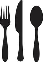 bem jantar elegância garfo e faca vetor ícone para culinária classe epicurista etiqueta emblema vetor Projeto para refinado culinária símbolo