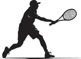 ás atacante crachá tênis jogador vetor logotipo para dominante servir precisão artista crista masculino tênis jogador ícone dentro dinâmico pose