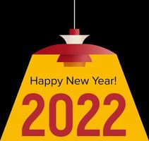 feliz ano novo 2022 texto iluminado pela luz amarela da lâmpada sueca. celebração e decoração de temporada para marcas de feriados de natal, banner de ano novo, capa do calendário 2022, cartão de felicitações e pôster vetor