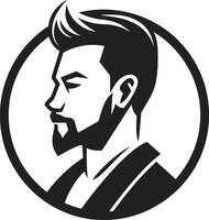 Eterno perfil insígnia clássico masculino face vetor ícone para duradouro estilo impressionante simetria crachá vetor logotipo para equilibrado masculino face ilustração