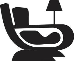 serenidade assentos crachá moderno relaxante cadeira vetor ícone para tranquilo momentos chique conforto insígnia vetor logotipo para elegante moderno relaxante cadeira ilustração