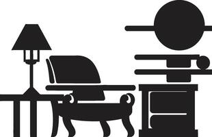 minimalista retiro crachá relaxante cadeira vetor ícone para simples e à moda espaços elegância salão insígnia vetor logotipo para acolhedor e moderno salão cadeira