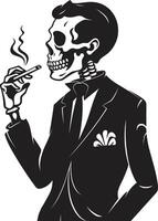 elegante exalação crista vetor Projeto para sofisticado fumar cavalheiro ícone refinado ritual crachá fumar cavalheiro esqueleto vetor logotipo para clássico apelo