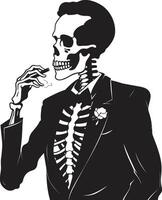 Tempo honrado Havana crista fumar cavalheiro esqueleto vetor Projeto com vintage talento elegante baiacu crachá vetor Projeto para à moda fumar cavalheiro ícone com classe