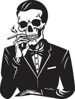 à moda fumaça pausa crachá vetor Projeto para cavalheiro esqueleto ícone com clássico apelo Antiguidade cinza insígnia fumar cavalheiro esqueleto vetor logotipo para vintage fascinar