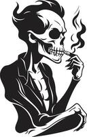 charuto conhecedor crista vetor Projeto para fumar esqueleto ícone com sofisticação sofisticado charuto crachá fumar cavalheiro esqueleto vetor logotipo para elegante branding