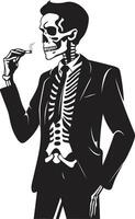 vintage vapor crachá vetor Projeto para fumar cavalheiro ícone com retro elegância suave fumaça argolas insígnia fumar cavalheiro esqueleto vetor logotipo para elegante branding