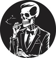 vintage vapor crachá vetor Projeto para fumar cavalheiro ícone com retro elegância suave fumaça argolas insígnia fumar cavalheiro esqueleto vetor logotipo para elegante branding